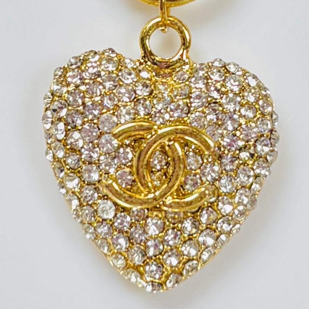 A-1FN-12: NECKLACE: Gold-Tone Heart Pendant w/Rhinestones, NWOT - Picture 6 of 11